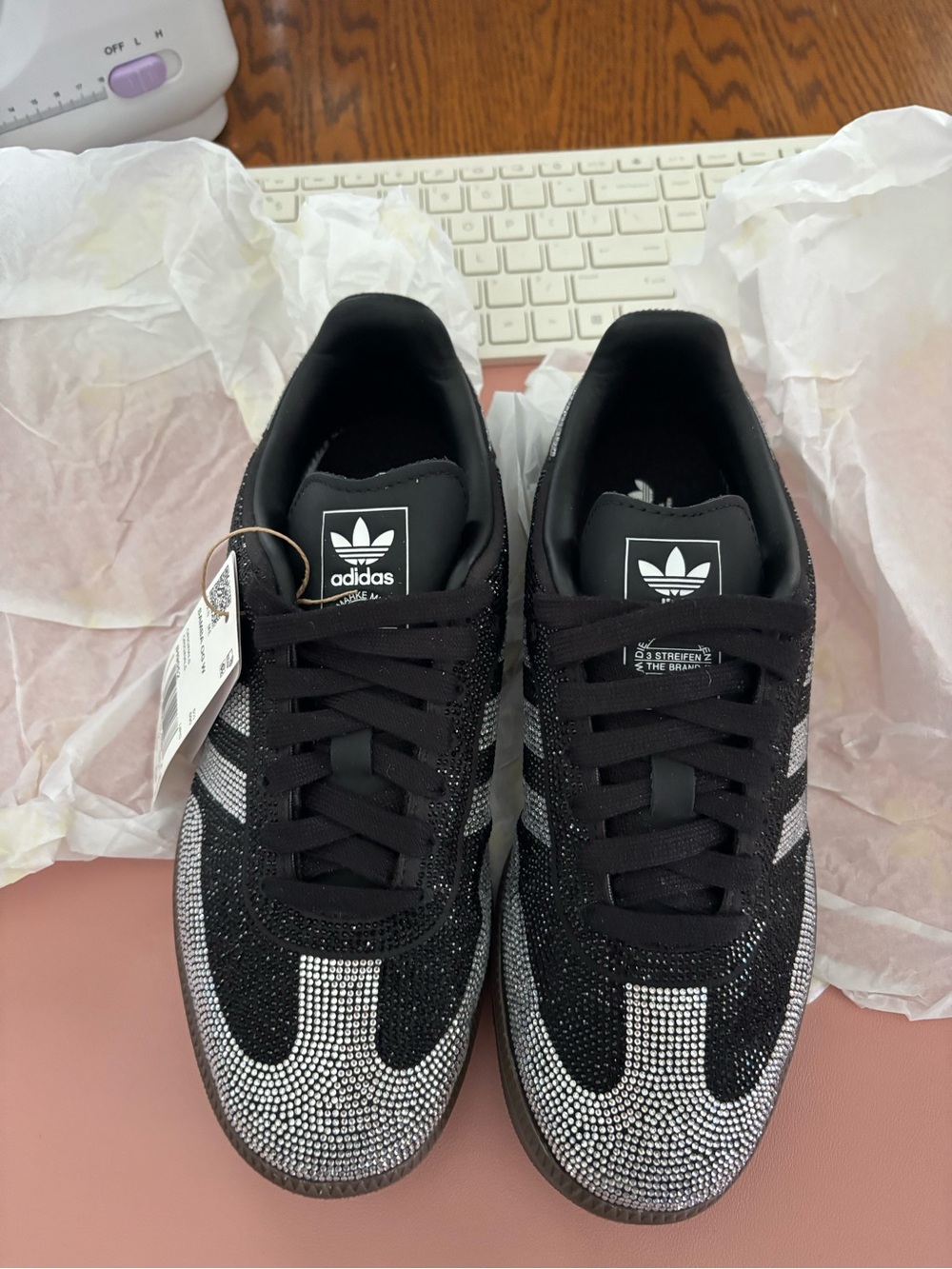 Adidas Black & Silver Rhinestone Samba Sneakers